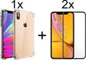 iPhone XS Max hoesje shock proof case cover transparant - Full Cover - 2x iPhone XS Max Screenprotector