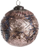 J-Line Kerstbal Boho Glas Antiek Zalm L 4 stuks