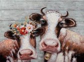 Grappige koeien Schilderij 90x120 cm