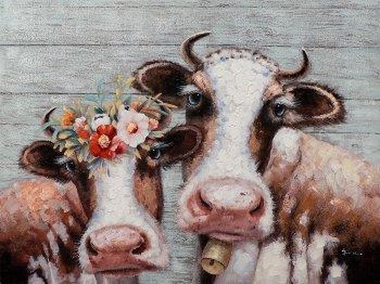 Grappige koeien Schilderij 90x120 cm | bol.com