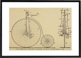 Vintage Poster Patent Fiets - Large 50x70 - Velocipede - Retro - Met ingebouwde passe partout