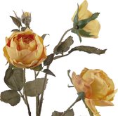 Fabulous Flowers - 3,0 sts zijden roos Fern okergeel 76 cm - kunstroos