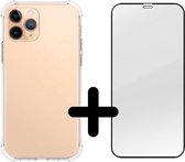 Shop4 - iPhone 12 Pro Hoesje + Edge-To-Edge Screenprotector - Zachte Back Case Drop Proof Transparant