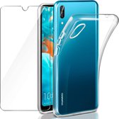 Coque en silicone transparente pour Huawei Y6 2019 / Huawei Y6s avec 2 protections d'écran en verre trempé