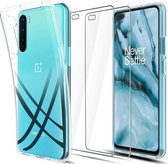 Silicone hoesje transparant met 2 Pack Tempered glas Screen Protector Geschikt voor: Oneplus Nord