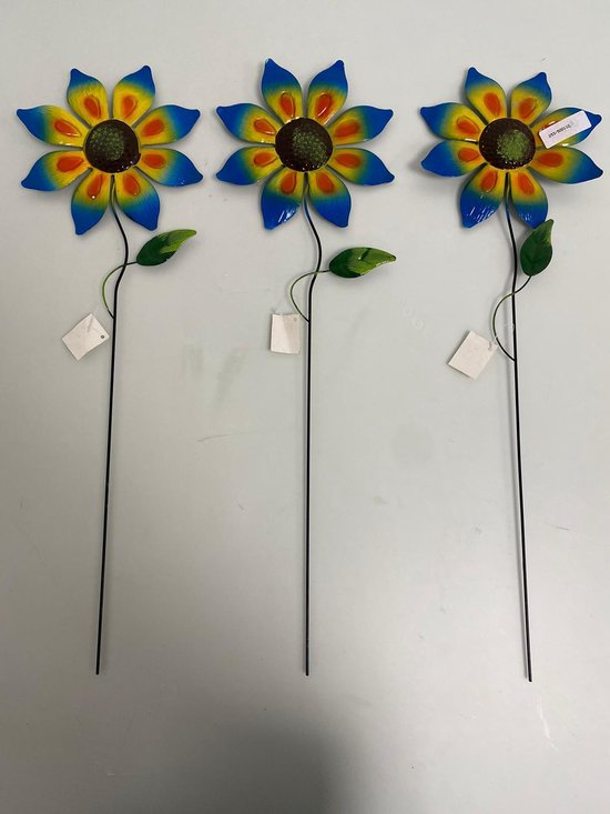 Metaal Tuinsteker Set Bornhöft Tuinsteker Bloem Metalen Tuindecoratie Roest Patina Bloembedsteker 110 Cm Decoratieve Roestfiguur Voor De Tuin Met Roestvrijstalen Bal Patina Rankstok Voor Planten