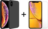 iphone x hoesje zwart - iPhone xs hoesje zwart - iphone 10 hoesje zwart siliconen case hoes cover - 1x iphone x/xs screenprotector screen protector