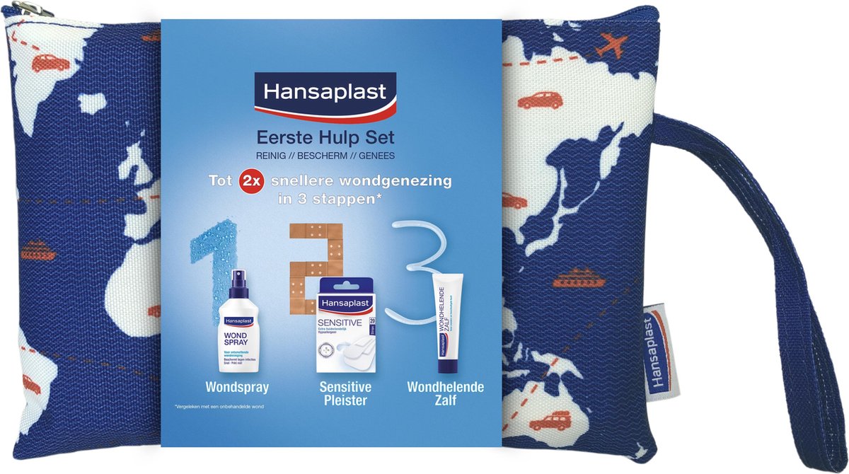 Hansaplast EHBO kit - Wondspray, Sensitive Pleisters en Wondhelende Zalf