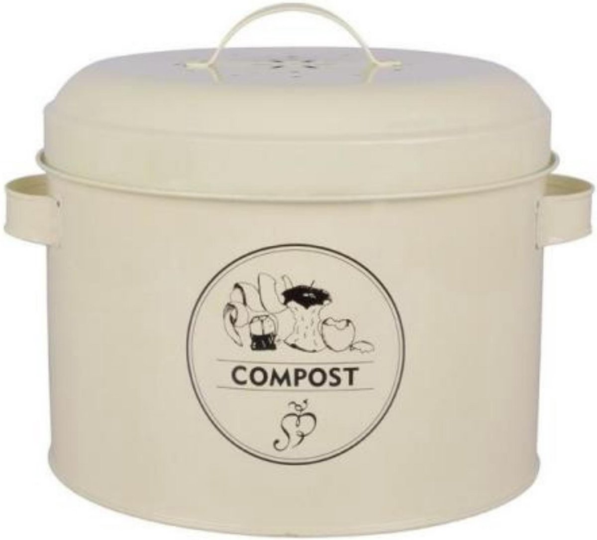 Retro Compostemmer - Compostbakje Keukenaanrecht - GFT Afvalbakje met Anti-geurfilter - 6,3 liter