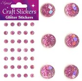 Oaktree - Stickers Glitter Diamantjes Licht Roze (per vel) 8mm