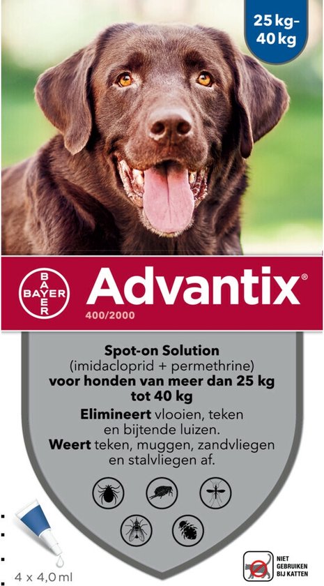 Bayer Advantix Vlooien & Teken Pipetten - Hond 25+ kg - 4 stuks