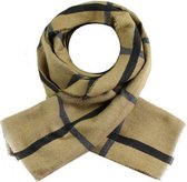 Sjaal beige met grote ruit en zwarte streep- unisex- 180/60 cm- herfst/winter.