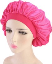 Slaapmuts - Haarverzorging - Dames slaapmuts - Soft Bonnet slaapmuts - Satijnen slaapmuts - Satijn bonnet - Bonnet - Nachtmuts - Sleep cap – Donker Roze