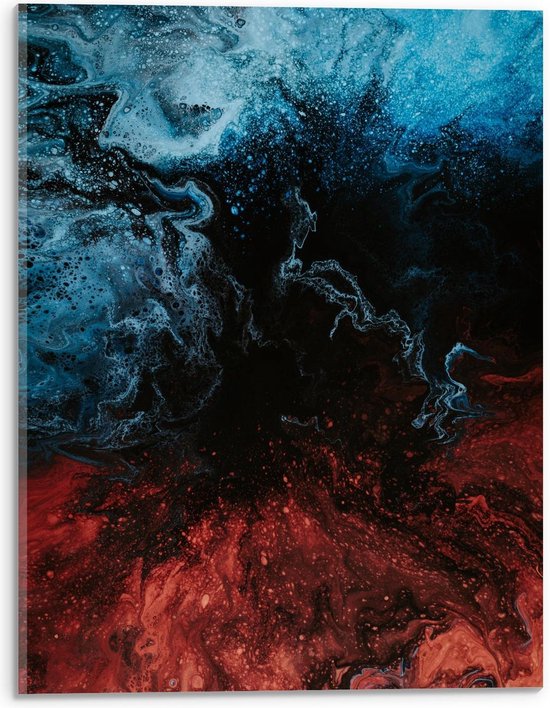Acrylglas - Rode Blauwe Glitters op Zwart - 30x40cm Foto op Acrylglas (Wanddecoratie op Acrylglas)