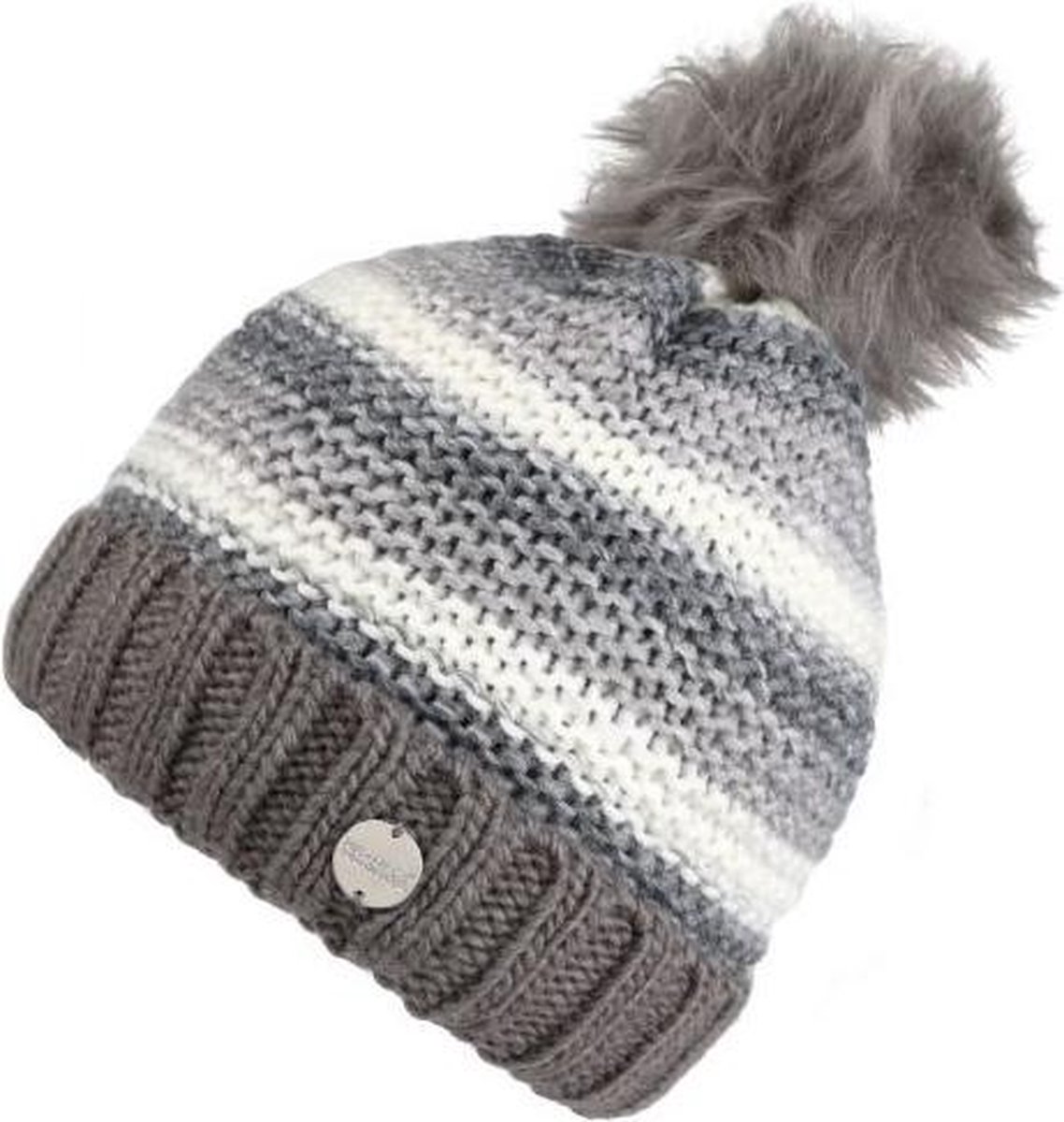 Frosty IV met Fleece gevoerde gebreide muts met pompom van Regatta voor Dames Muts loodgrijs