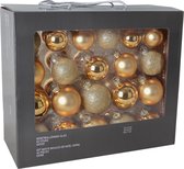 42 x Oneiro's luxe gouden kerstballen – ø7 cm x 20 stuks -  ø6 cm x 10 stuks - ø5 cm x 12 stuks - kerstbal - luxe verpakking – kerstcollectie – kerstdecoratie – kerstboomhanger – kerstversier