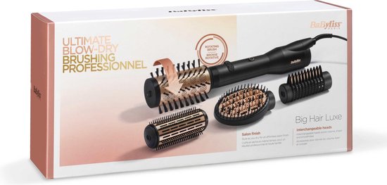 BaByliss Big Hair Luxe Föhnborstel AS970E - Multistyler met 4 opzetstukken - Roterende 50mm opzet - Ionische Krulborstel - Evenredige luchtverdeling - Coolshot [Airstyler]