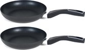 Set van 2x stuks aluminium zwarte koekenpannen Gusto met anti-aanbak laag 26 cm - Hapjespannen