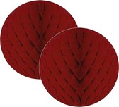 4x Papieren kerstballen bordeaux rood 10 cm Kerstversiering - Kerstboomversiering - Kerstballen van papier