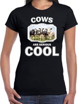 Dieren Nederlandse koeien kudde t-shirt zwart dames - cows are serious cool shirt - cadeau t-shirt koe/ koeien liefhebber XL