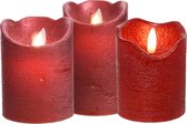 Led kaarsen combi set 3x stuks rood in de hoogtes 10/12 en 15 cm - Home deco kaarsen