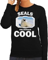 Dieren witte zeehond sweater zwart dames - seals are serious cool trui - cadeau sweater witte zeehond/ zeehonden liefhebber L