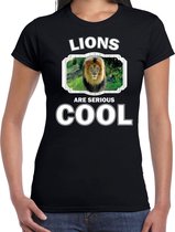 Dieren leeuwen t-shirt zwart dames - lions are serious cool shirt - cadeau t-shirt leeuw/ leeuwen liefhebber 2XL