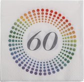 40x Leeftijd 60 jaar themafeest/verjaardag servetten 33 x 33 cm confetti - Papieren feest wegwerp tafeldecoraties