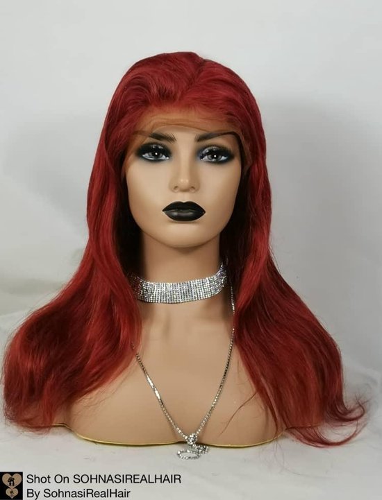 SohnasiRealHair Rode kleur menselijke Lace front pruik. Rode Braziliaanse Remy Haar - SohnasiRealHair