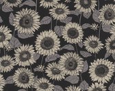 ZONNEBLOEMEN BEHANG | Botanisch - zwart antraciet grijs beige - A.S. Création New Life