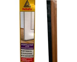 Deltafix. Deur tocht dorpel strip. voor gladde vloeren zelfklevend met borstel 95 cm eiken