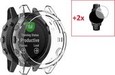 Heavy Duty 360 Graden Bescherming Set Geschikt Voor Garmin Fenix 5X (Plus/Sapphire) - Transparante Screen Protector Met Slim Cover Case Bumper Hoesje - Display Screenprotector Beschermkap Bes