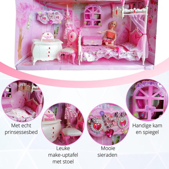 lager dauw Donder Barbie Huis Kamer Met Bed en Barbie Meubels - Geschikt voor Barbie | bol.com