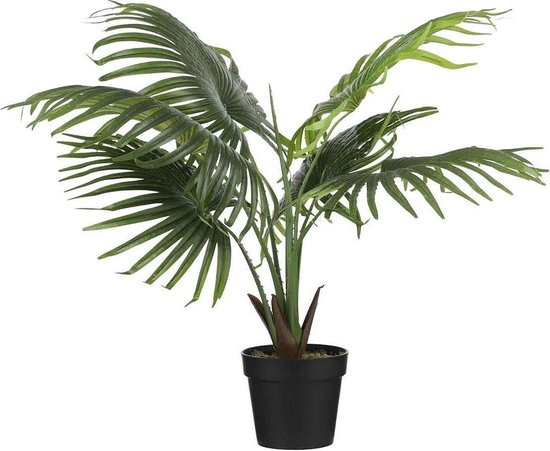 Mica Decorations Fan Kunstpalm - H80 x Ø80 cm - Plastic Pot - Groen