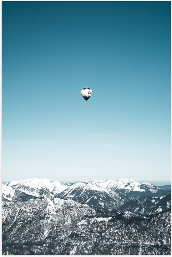 Poster - Luchtballon boven Sneeuwgebied - Foto op Posterpapier
