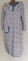 Dames flanel nachthemd lange mouw met bloemenprint M roze