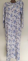 Dames flanel nachthemd lange model met bloemenprint L blauw