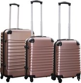 Kofferset 3 delig met wielen en cijferslot - handbagage koffers - ABS - Rose goud