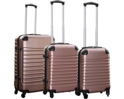 Travelerz Kofferset 3 delig met wielen en cijferslot - handbagage koffers - ABS - Rose goud