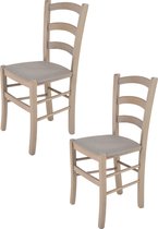 Tommychairs Venice - Eetkamerstoelen - Set van 2 - Licht Grijs - Stof & Hout