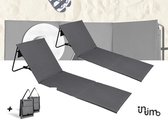 Intimo ligbed - Ligmatten - Strand bed - Verstelbaar en opvouwbaar - Grijs - 2 pack