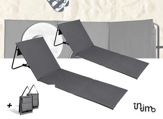 helper Clam bouwer Intimo ligbed - Ligmatten - Strand bed - Verstelbaar en opvouwbaar - Grijs  - 2 pack | bol.com
