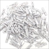 Luxe Mini Wasknijpers - Hout - Mini knijpers - 100 stuks - Houten clips voor foto's - Wasknijper - Wit - 35 mm