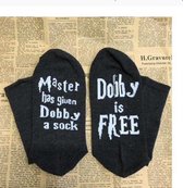 Fun sokken 'Dobby is Free' Zwart/wit (91204)