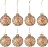 J-Line Doos Van 8 Kerstballen Confetti Glas Mix Small