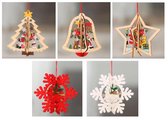Kerstversiering hangdecoratie - Houten Kerst Hangers - 3D Kerstboom versiering - 5Stuks