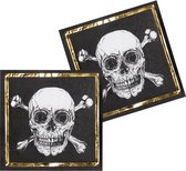 Boland - Tafeldecoratie -Servetten Piraat Doodshoofd 33 Cm Papier Zwart/wit 12 Stuks