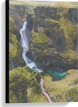 Canvas  - Waterval van Berg - 40x60cm Foto op Canvas Schilderij (Wanddecoratie op Canvas)