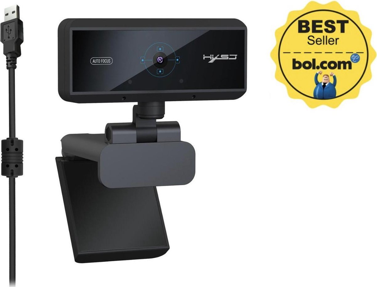 Professionele USB-webcam - inclusief gratis webcam cover - Windows & Apple - 1080P - Autofocus