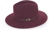 Fedora Hoed Bordeaux Rood Maat 57 Unisex Dames Heren Unisex Wol Vilt